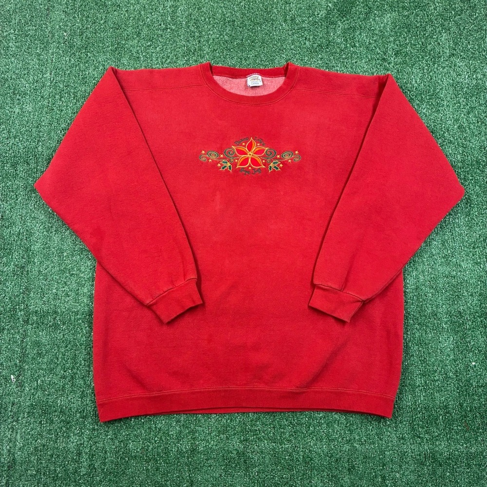 Vintage 90s Crazy Shirts Embroidered Flower Crewneck Sweatshirt